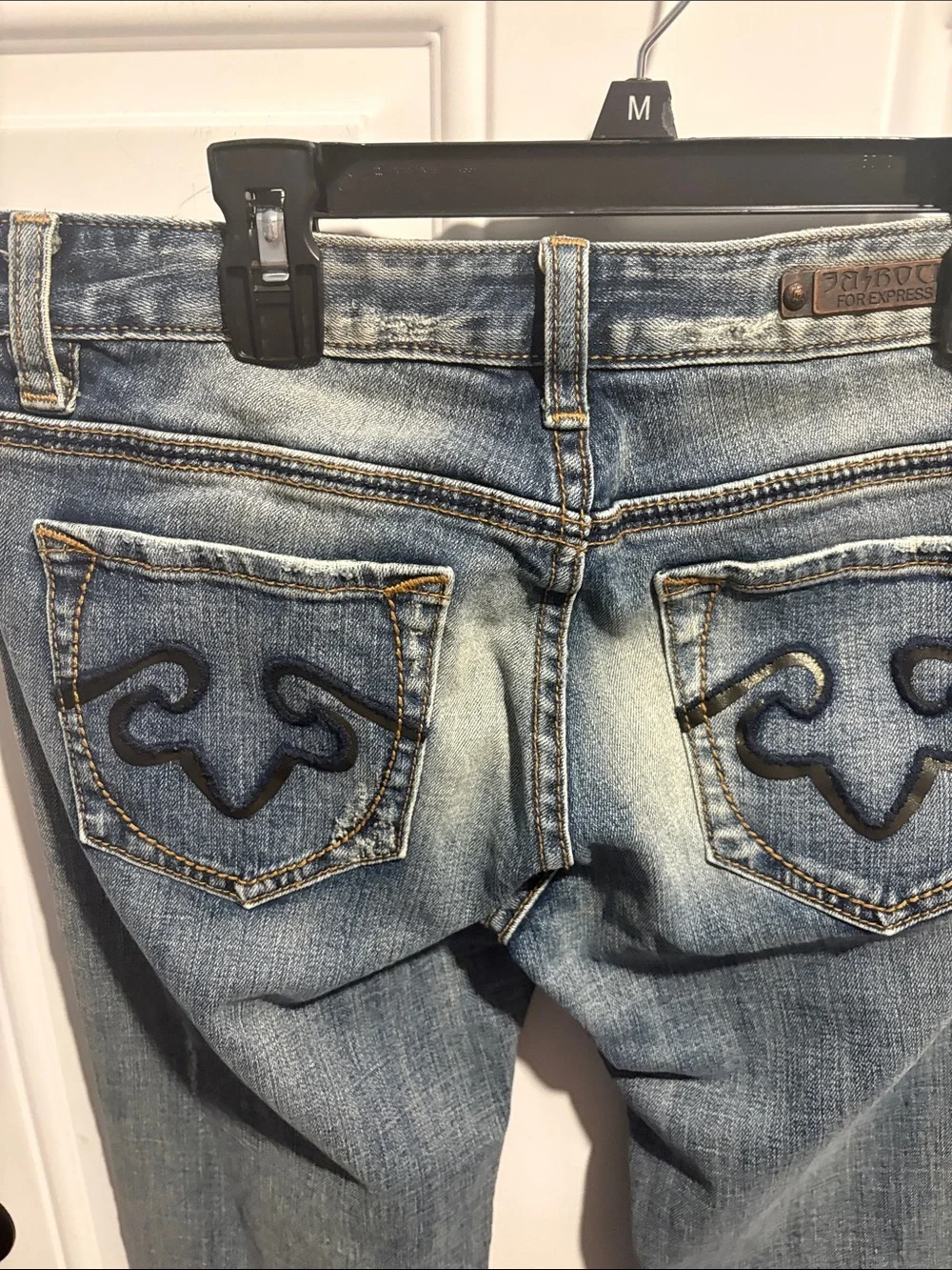 Light Blue Boot Cut Jeans with Subtle Fading Rerock by Express